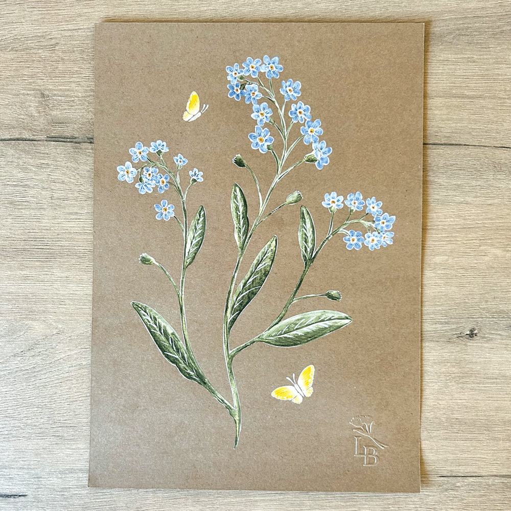 Forget-me-nots Study - Unframed Original Painting