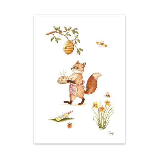 Woodland Picnic Fox Print