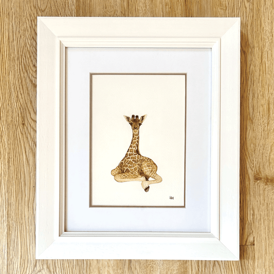 Safari Baby Giraffe - Framed Original Painting