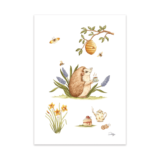 Woodland Picnic Hedgehog Print