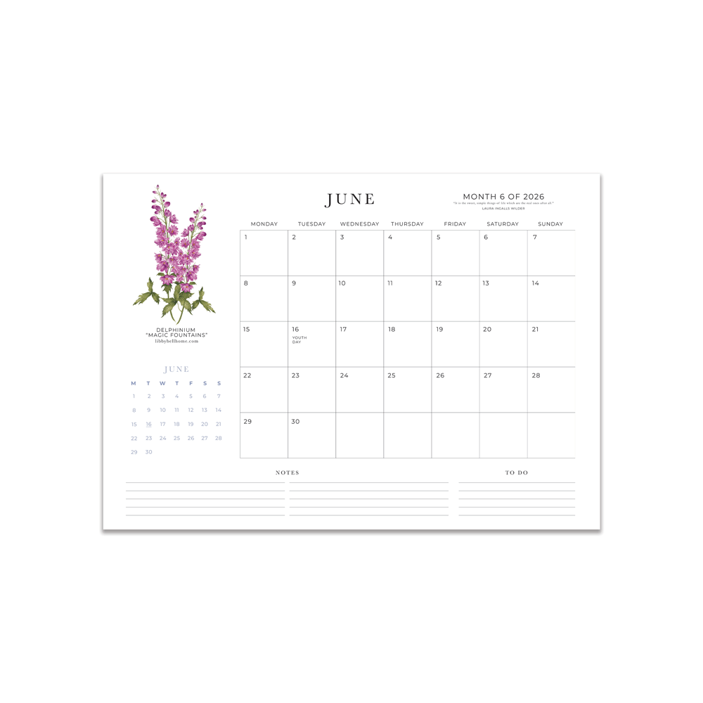 2026 A4 Deskpad Calendar (Medium)
