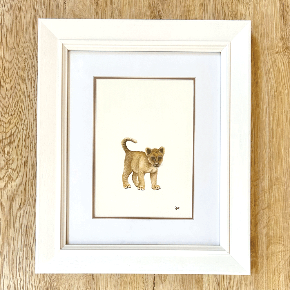 Safari Baby Lion - Framed Original Painting