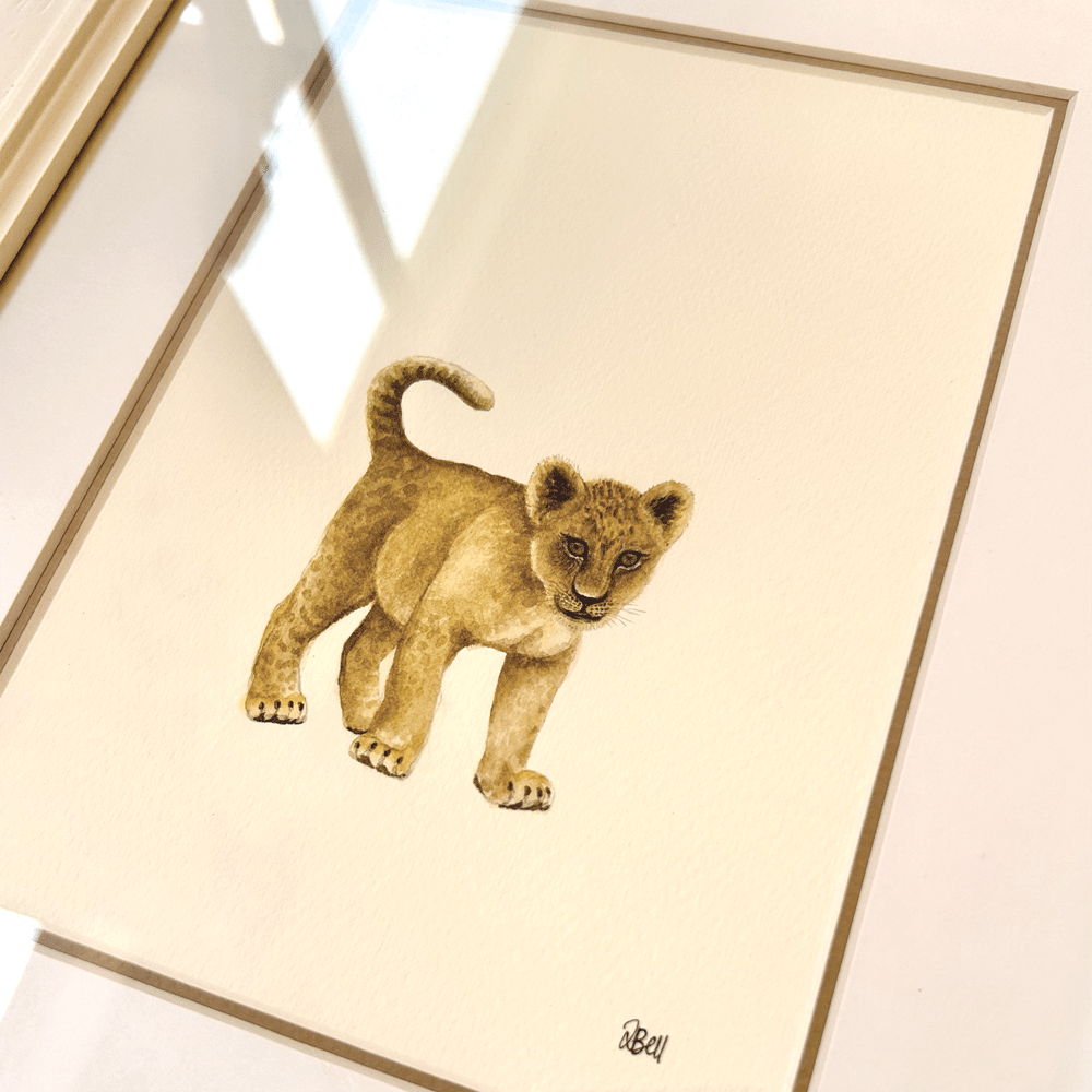 Safari Baby Lion - Framed Original Painting