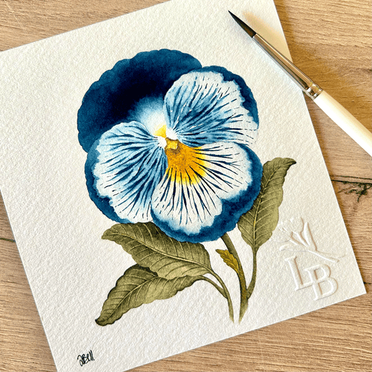 Pansy "Joker Blue"  - Unframed Original Painting