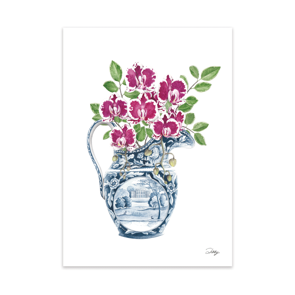 Orchids in Delft Jug