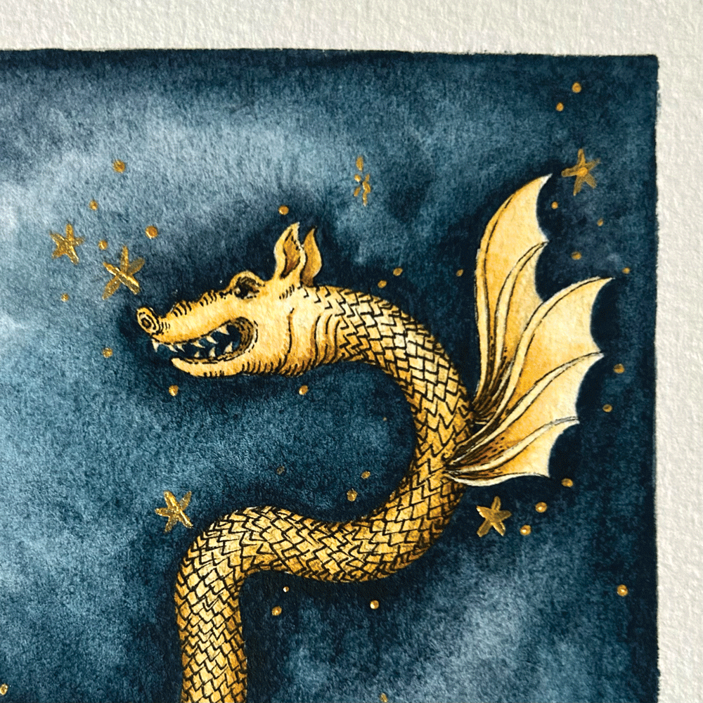 The Dragon and the Eagle 'Hydra and Aquila'  - Unframed Original Painting