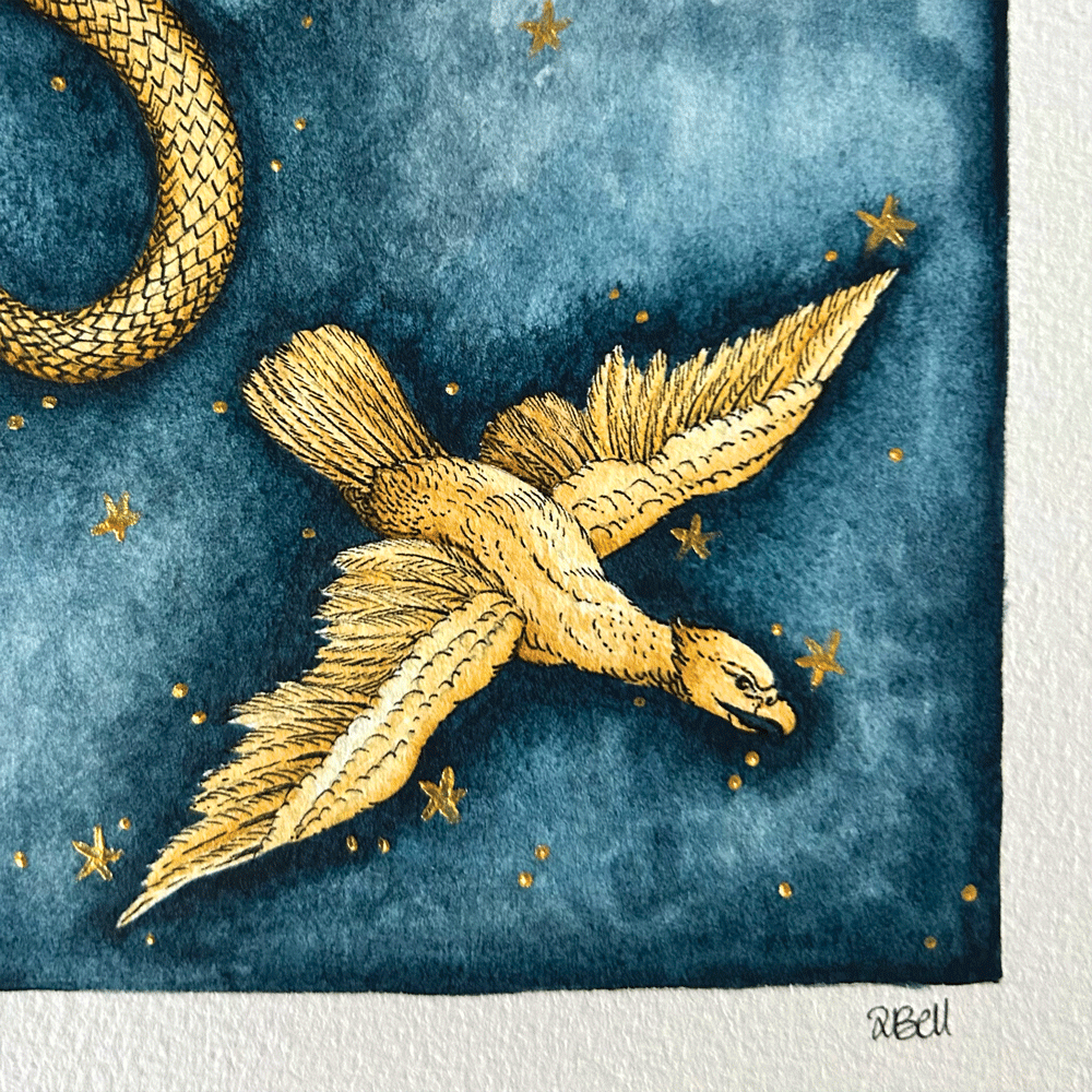 The Dragon and the Eagle 'Hydra and Aquila'  - Unframed Original Painting