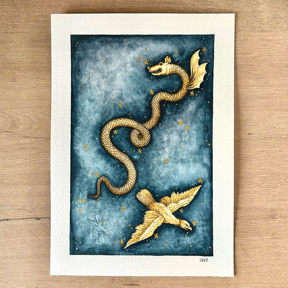 The Dragon and the Eagle 'Hydra and Aquila'  - Unframed Original Painting
