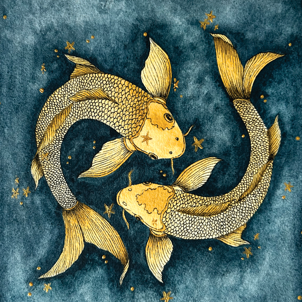 The Swirling Koi 'Pices'  - Unframed Original Painting