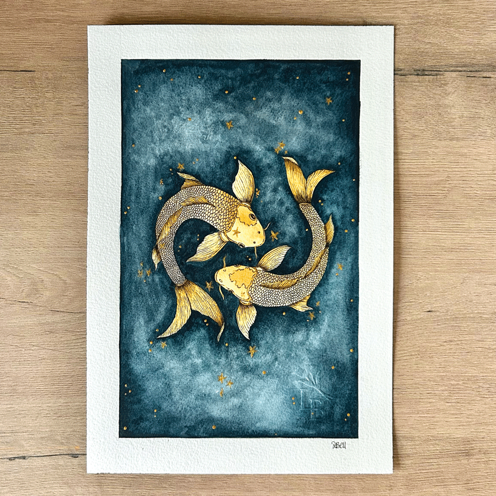 The Swirling Koi 'Pices'  - Unframed Original Painting