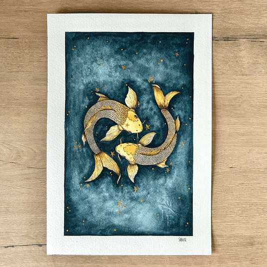The Swirling Koi 'Pices'  - Unframed Original Painting