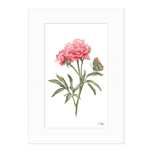 Peony with Malachite Butterfly Print