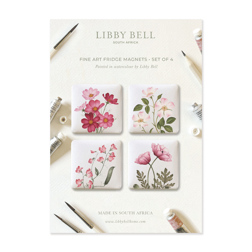 Pink Botanicals Magnet Set