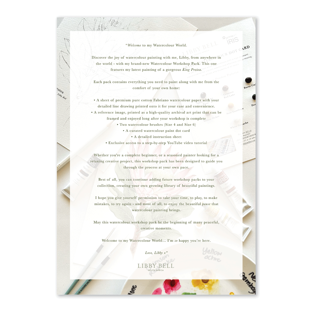 King Protea Watercolour Workshop Pack