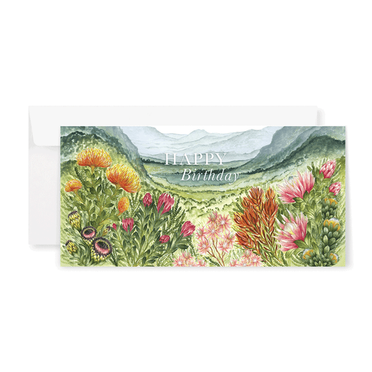 Happy Birthday (Protea Valley) Long Greeting Card
