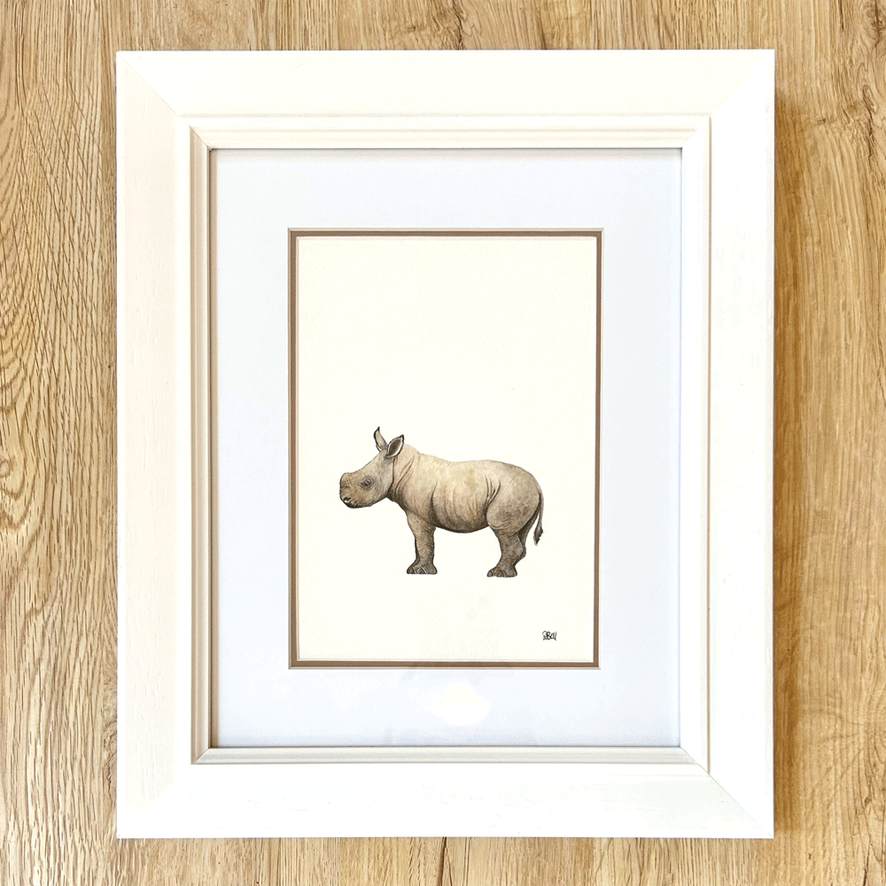 Safari Baby Rhino - Framed Original Painting