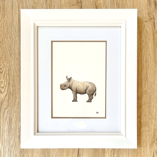 Safari Baby Rhino - Framed Original Painting