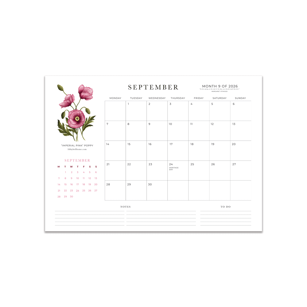 2026 A4 Deskpad Calendar (Medium)