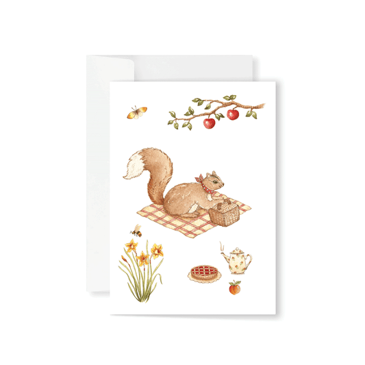 Woodland Picnic Squirrel Greeting Card