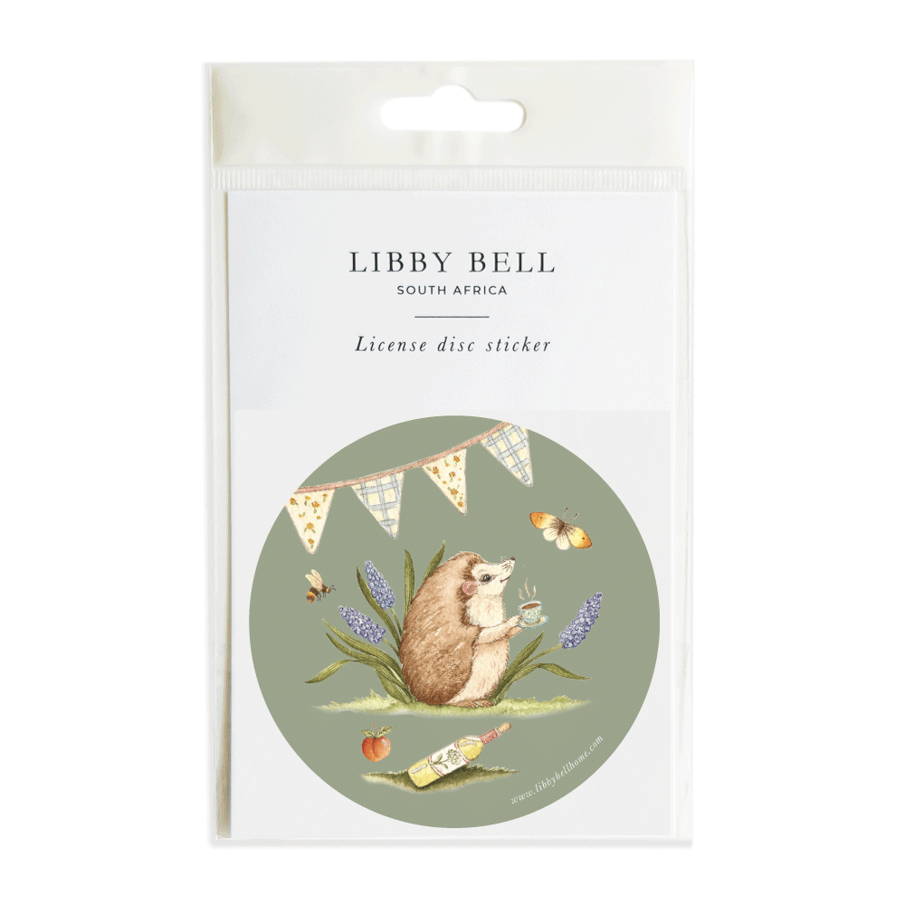 Hedgehog Picnic License Disc Sticker