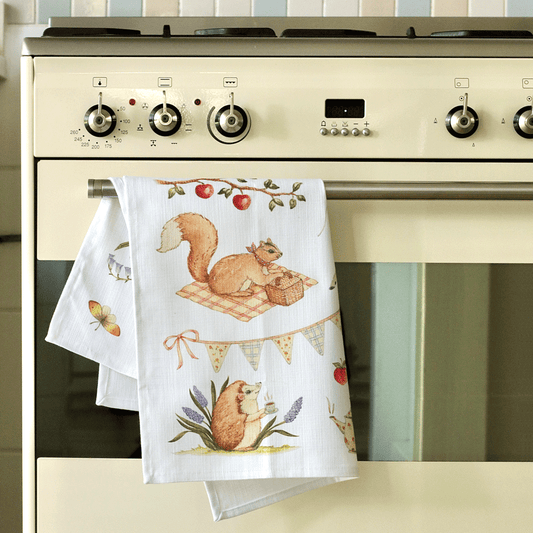 Woodland Picnic 100% Cotton Tea Towel