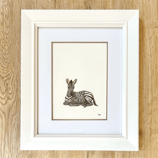 Safari Baby Zebra - Framed Original Painting